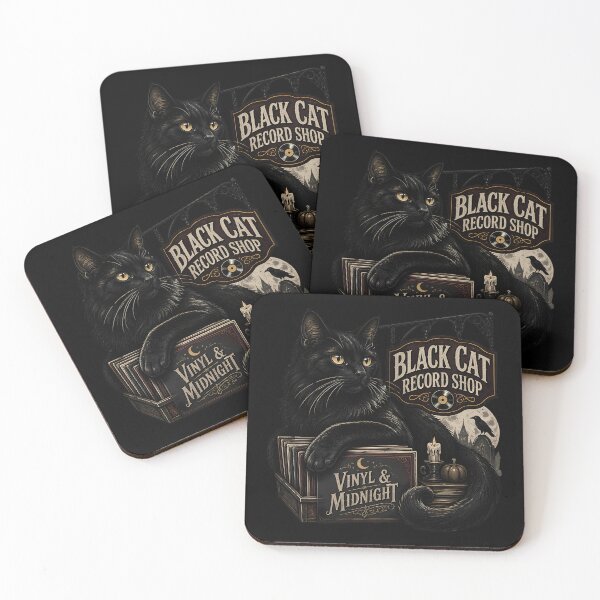 Item preview, Black Cat Record Shop Black Cat Halloween Gothic Storybook Art designed and sold by KristenosNehk.