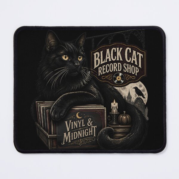 Item preview, Black Cat Record Shop Black Cat Halloween Gothic Storybook Art designed and sold by KristenosNehk.