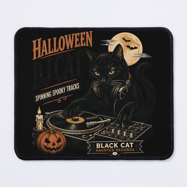 Item preview, Halloween Dj Cat Black Cat Halloween Retro Poster designed and sold by KristenosNehk.