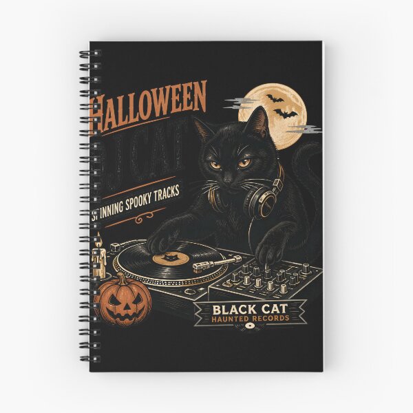 Item preview, Halloween Dj Cat Black Cat Halloween Retro Poster designed and sold by KristenosNehk.