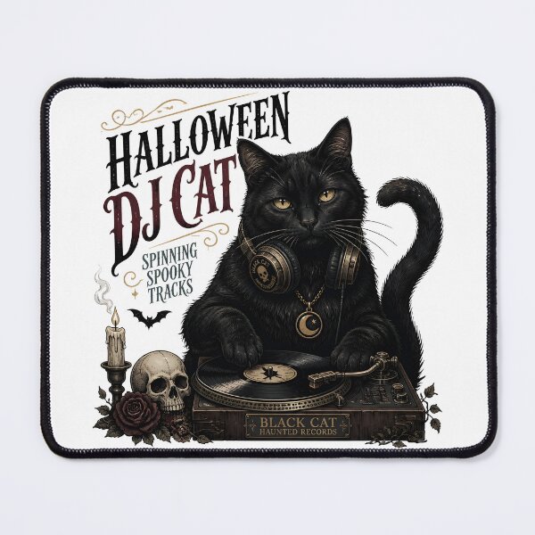 Item preview, Halloween Dj Cat Black Cat Halloween Gothic Storybook Art designed and sold by KristenosNehk.