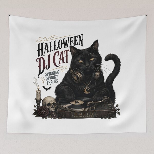Item preview, Halloween Dj Cat Black Cat Halloween Gothic Storybook Art designed and sold by KristenosNehk.
