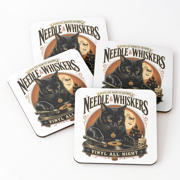 Item preview, Needle & Whiskers Black Cat Halloween Retro Poster designed and sold by KristenosNehk.