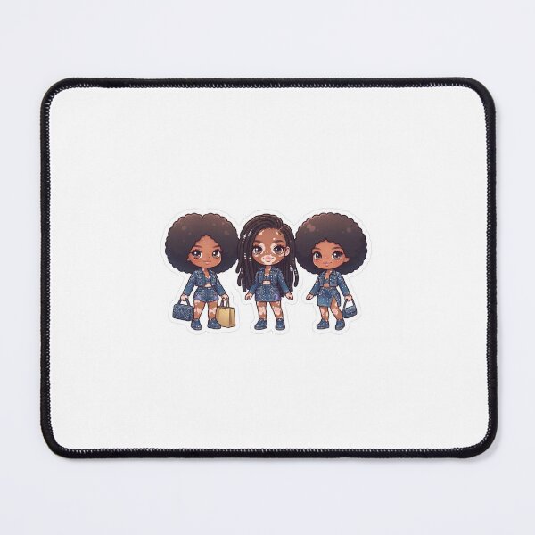 Item preview, Cute Chibi Black Girls in Denim - Melanin & Vitiligo Beauty designed and sold by TheModernMuslimchibi&more .