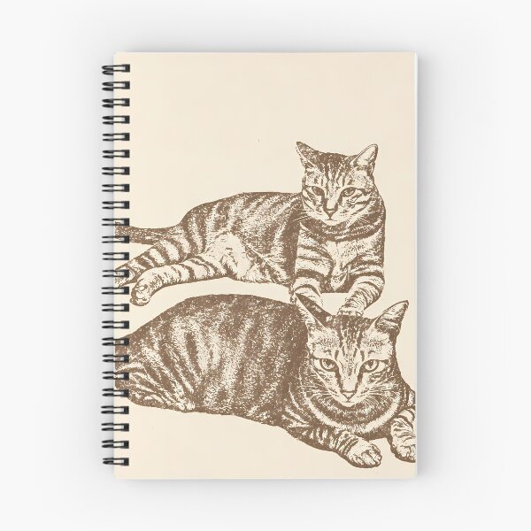 Item preview, Calm Everyday Tabby Cats: Vintage Linocut Art designed and sold by HowHoFamily.
