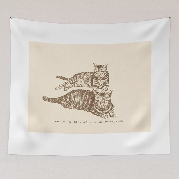 Item preview, Calm Everyday Tabby Cats: Vintage Linocut Art designed and sold by HowHoFamily.