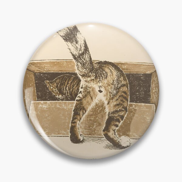 Item preview, Curious Tabby Cats in Box Vintage Linocut designed and sold by HowHoFamily.