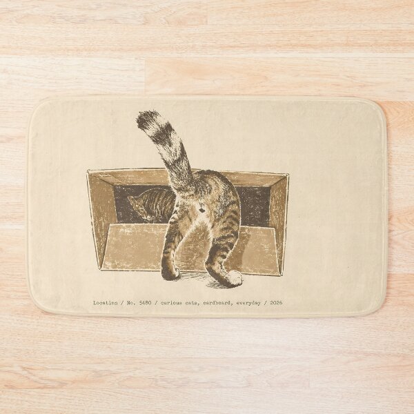 Item preview, Curious Tabby Cats in Box Vintage Linocut designed and sold by HowHoFamily.