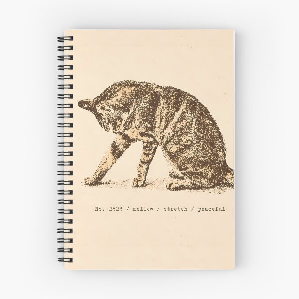 Item preview, Peaceful Stretching Tabby Cat: Vintage Linocut designed and sold by HowHoFamily.