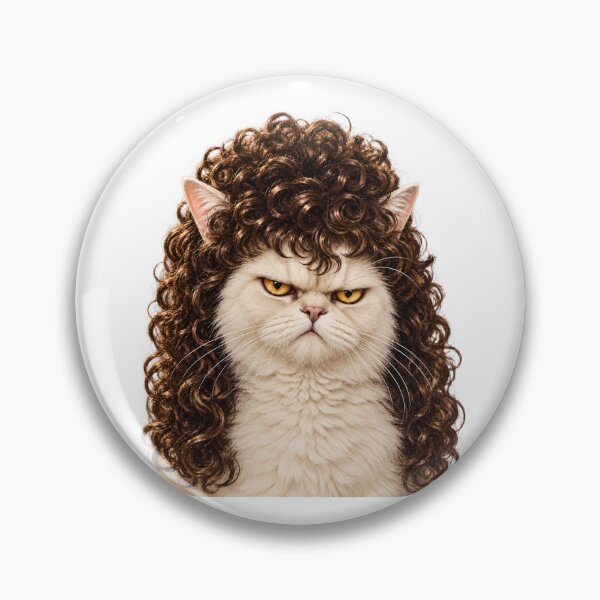 Item preview, Judgmental Cat With an 80s Perm – Funny Retro Cat Portrait  designed and sold by WolfmanProphecy.