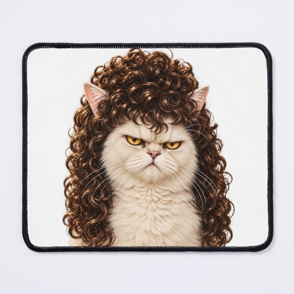 Item preview, Judgmental Cat With an 80s Perm – Funny Retro Cat Portrait  designed and sold by WolfmanProphecy.