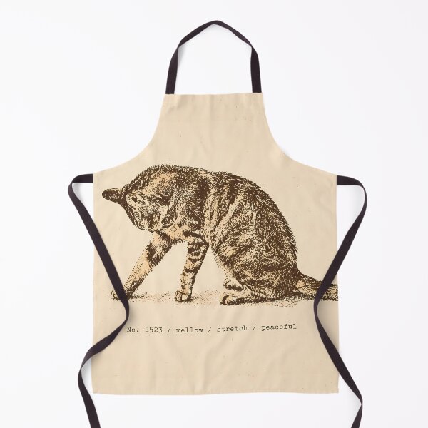 Item preview, Peaceful Stretching Tabby Cat: Vintage Linocut designed and sold by HowHoFamily.