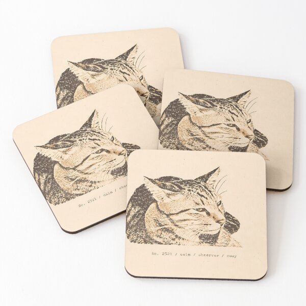 Item preview, Calm Tabby Cat Portrait: Vintage Linocut Art designed and sold by HowHoFamily.