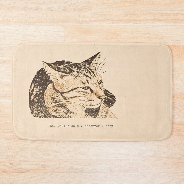 Item preview, Calm Tabby Cat Portrait: Vintage Linocut Art designed and sold by HowHoFamily.
