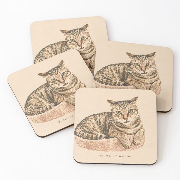 Item preview, Cozy Tabby Cat in Bed: Vintage Linocut designed and sold by HowHoFamily.