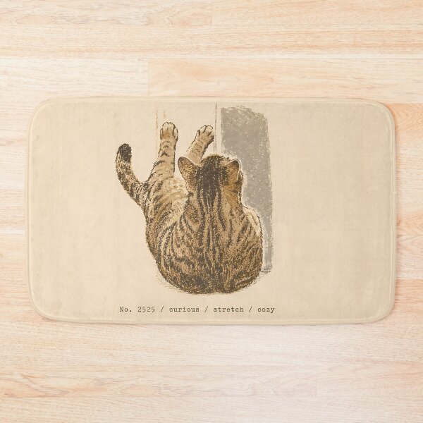 Item preview, Curious Stretching Tabby Cat: Vintage Linocut designed and sold by HowHoFamily.