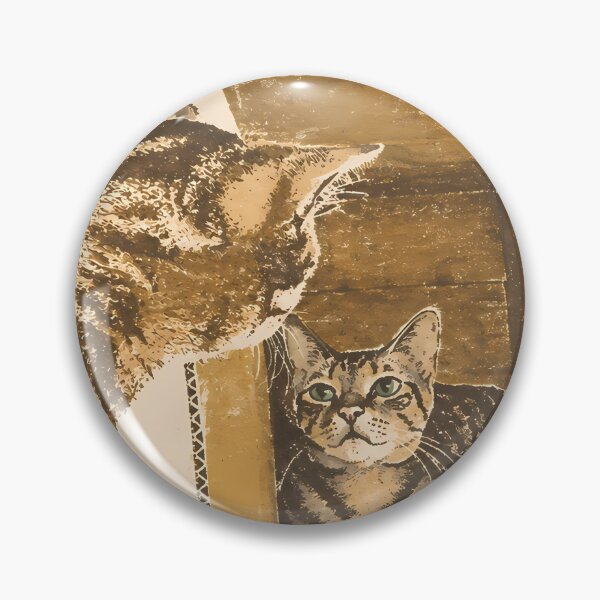 Item preview, Curious Cats in Cardboard Box: Vintage Linocut designed and sold by HowHoFamily.