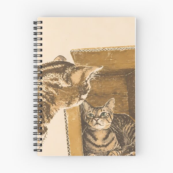 Item preview, Curious Cats in Cardboard Box: Vintage Linocut designed and sold by HowHoFamily.