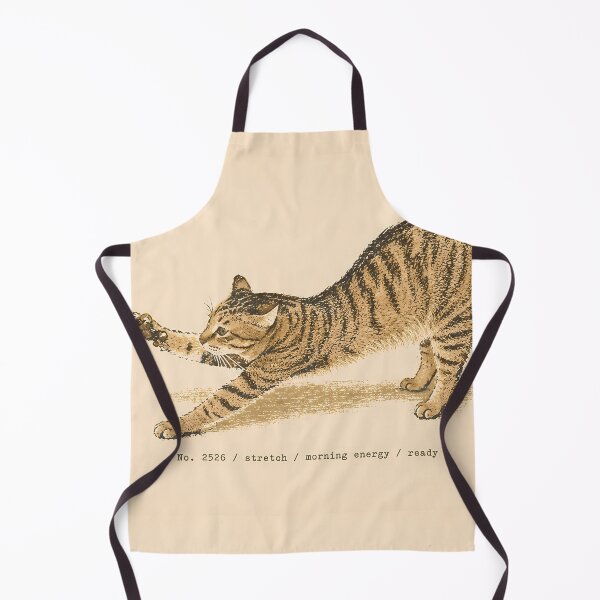 Item preview, Morning Energy Stretching Tabby Cat: Vintage Linocut designed and sold by HowHoFamily.