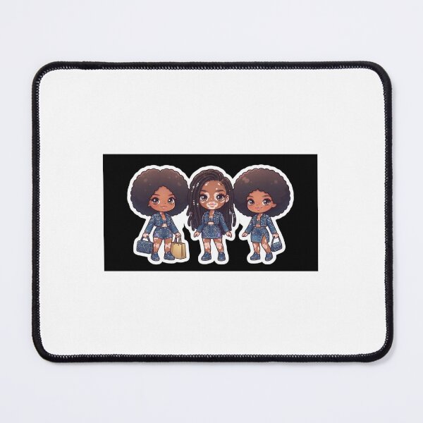 Item preview, Cute Chibi Black Girls in Denim - Melanin & Vitiligo Beauty designed and sold by TheModernMuslimchibi&more .