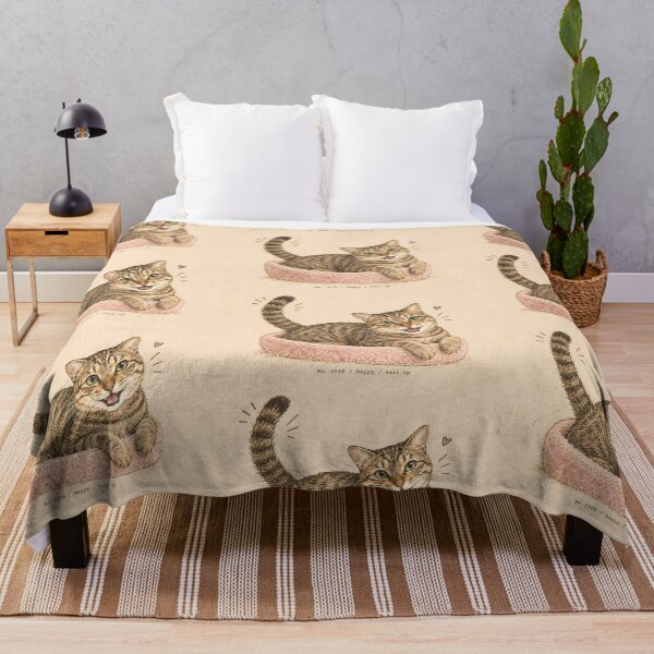Item preview, Happy Tabby Cat Tail Up: Vintage Linocut designed and sold by HowHoFamily.