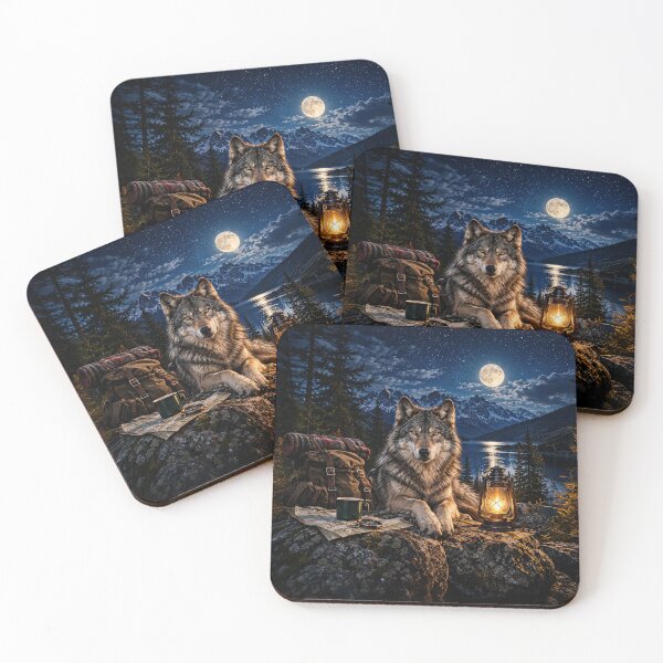 Item preview, Wilderness Guardian – Wolf Under the Full Moon designed and sold by Ray's Photos & Art.