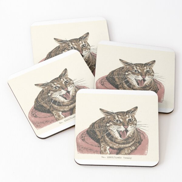 Item preview, Meowing Tabby Cat in Bed: Vintage Linocut designed and sold by HowHoFamily.
