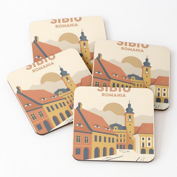 Item preview, Sibiu Romania Vintage Travel Poster - Minimalist Transylvania Art Print designed and sold by DuckOddity.