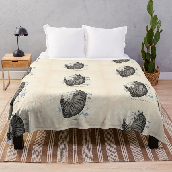 Item preview, Curled Up Tabby Cat Floral: Vintage Linocut designed and sold by HowHoFamily.