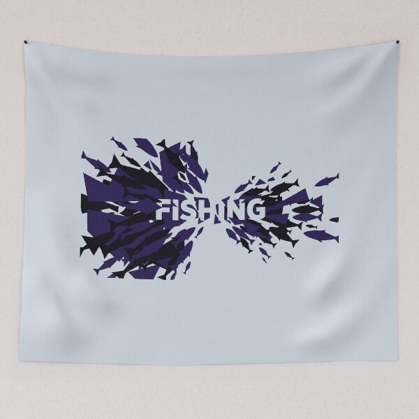 Item preview, Fishing Negative Space Fish Swarm Ocean Graphic designed and sold by KiwiRider.