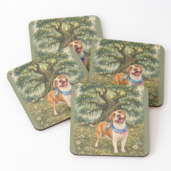 Item preview, Sunlit Pit Bull Smile under the Magical Oak Tree designed and sold by RescueHeart10.