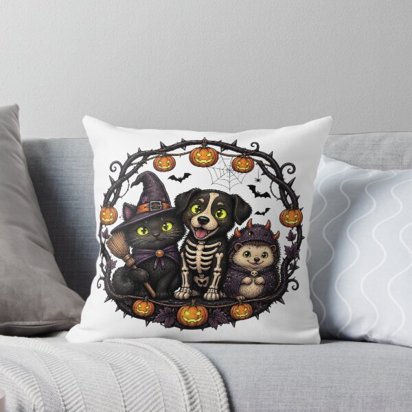 Item preview, Cute Halloween Pets Witch Cat Skeleton Dog Devil Hedgehog designed and sold by FestivityFinds.