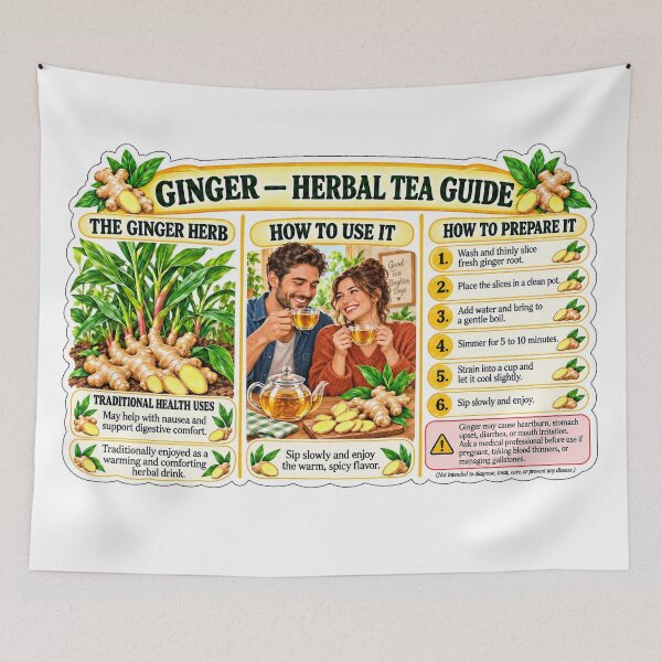 Item preview, Ginger Herbal Tea Preparation Guide designed and sold by New Wave Artworks & Odds &Ends.