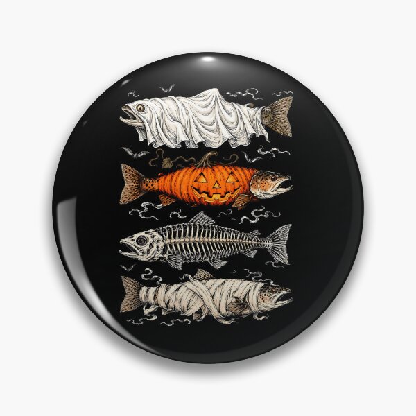 Item preview, Funny Halloween Trout Fish Ghost Pumpkin Skeleton Mummy designed and sold by Pider-Vampire.