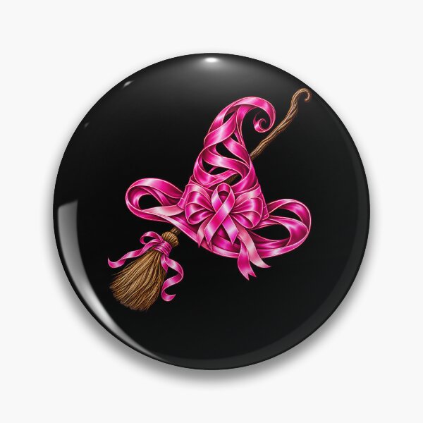 Item preview, Pink Ribbon Witch Hat Broom Breast Cancer Halloween Awarenes designed and sold by Pider-Vampire.
