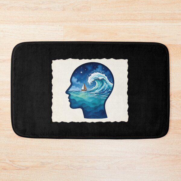Item preview, Ocean Mind – Surreal Wave Inside Human Head, Watercolor Sea Sailing & Ocean Lover Art designed and sold by MrDev.