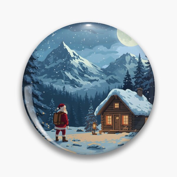 Item preview, Santa Snowy Mountain Cabin Christmas designed and sold by MatrixRig.