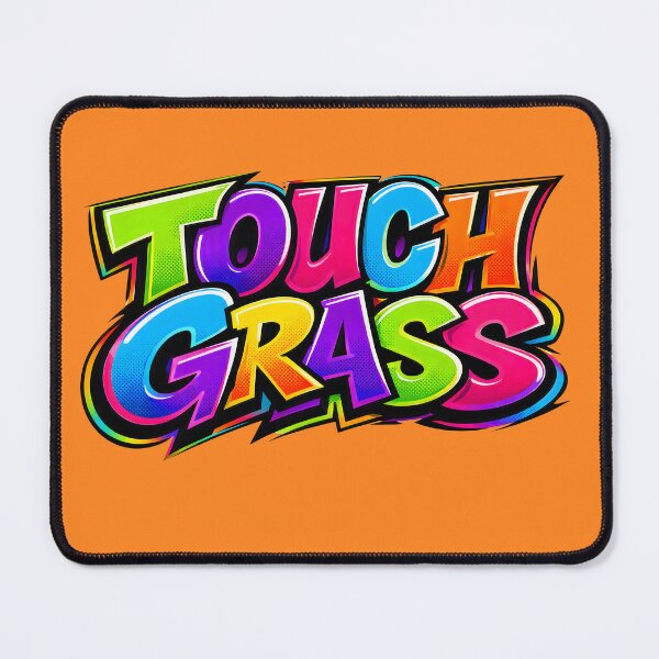 Item preview, "Touch Grass Bubble Letter Meme Text" designed and sold by PreeCha Art & Co..
