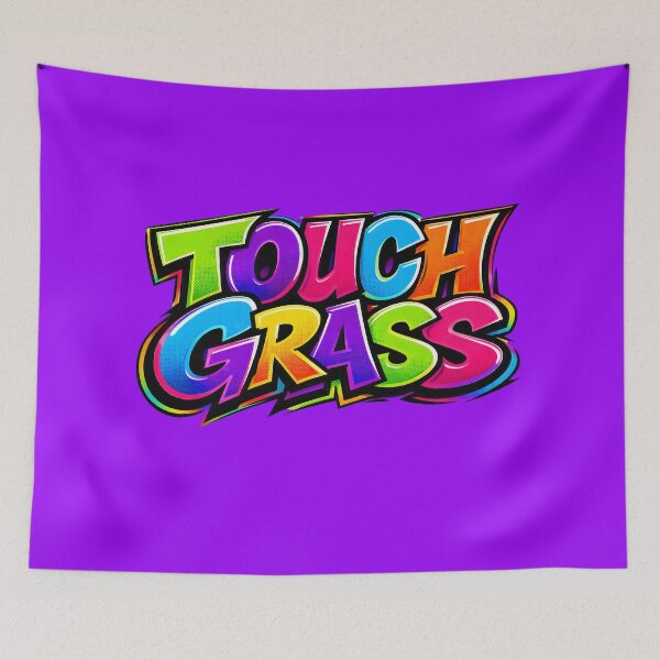 Item preview, "Touch Grass Bubble Letter Meme Text" designed and sold by PreeCha Art & Co..
