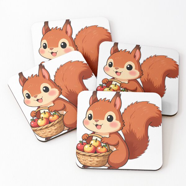 Item preview, Cute Fluffy Red Squirrel with Woven Apple Bushel Basket designed and sold by pumsquare.