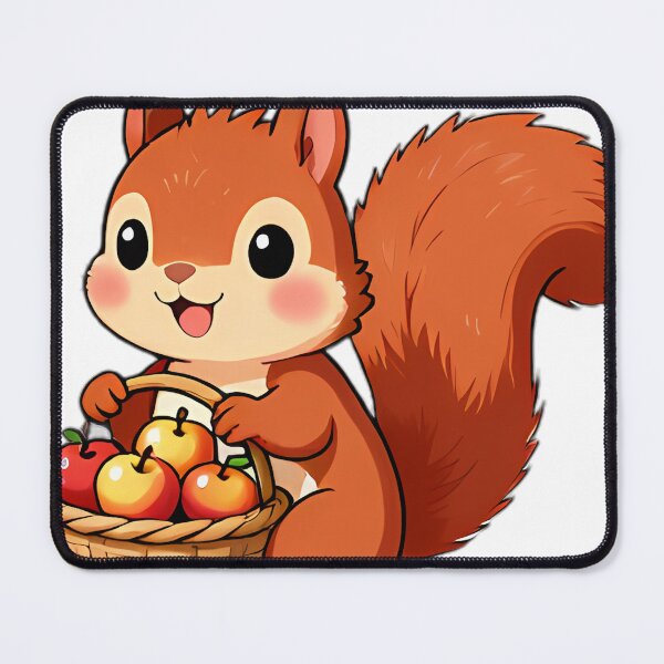 Item preview, Cute Fluffy Red Squirrel with Woven Apple Bushel Basket designed and sold by pumsquare.