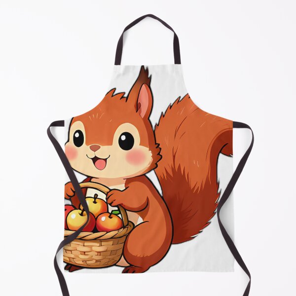 Item preview, Cute Fluffy Red Squirrel with Woven Apple Bushel Basket designed and sold by pumsquare.