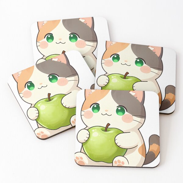 Item preview, Cute Calico Kitten Hugging Crisp Green Granny Smith Apple designed and sold by pumsquare.