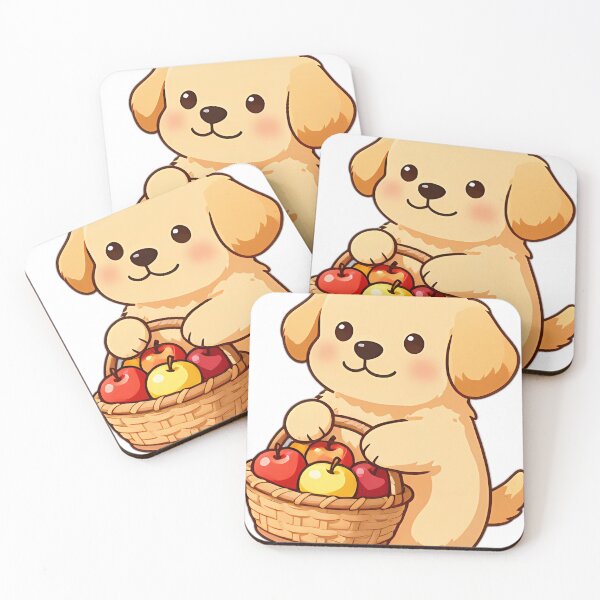 Item preview, Cute Golden Retriever Puppy with Wicker Apple Harvest Basket designed and sold by pumsquare.