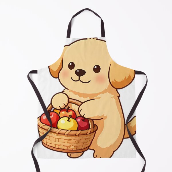 Item preview, Cute Golden Retriever Puppy with Wicker Apple Harvest Basket designed and sold by pumsquare.