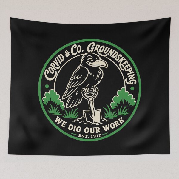 Item preview, Halloween Corvid And Co Groundskeeping Raven Shovel Dark Humor designed and sold by Uglyandcute.