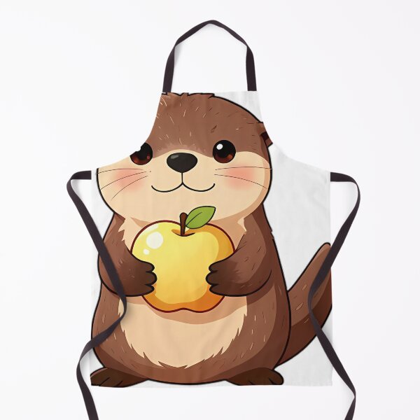Item preview, Cute River Otter Holding Shiny Golden Delicious Apple designed and sold by pumsquare.
