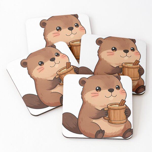 Item preview, Cute Baby Beaver with Carved Wooden Spiced Cider Tankard designed and sold by pumsquare.