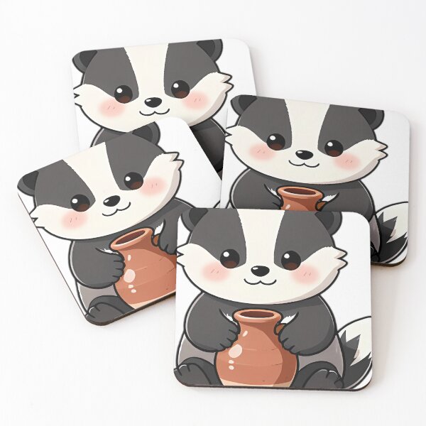 Item preview, Cute Baby Badger with Earthenware Orchard Cider Jug designed and sold by pumsquare.
