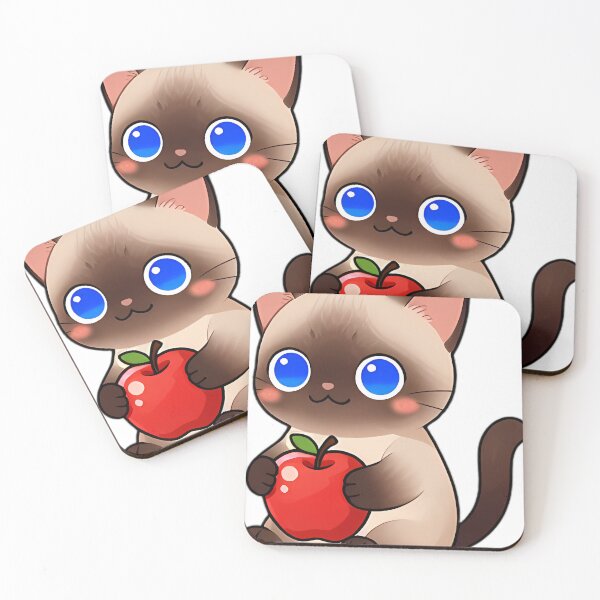 Item preview, Cute Siamese Kitten Hugging Deep Red Rome Apple designed and sold by pumsquare.